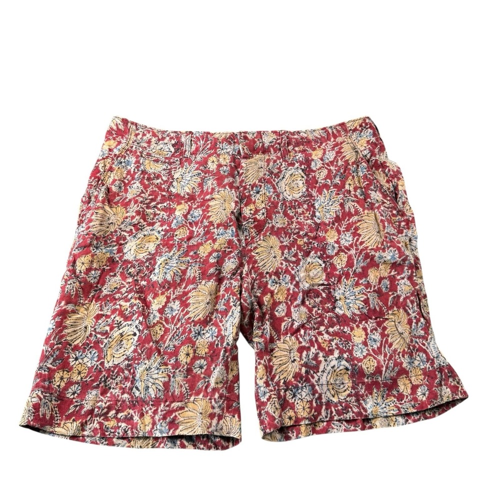 Polo Ralph Lauren Vintage Pure Linen Red Yellow Floral Mens Chino Shorts Size 38